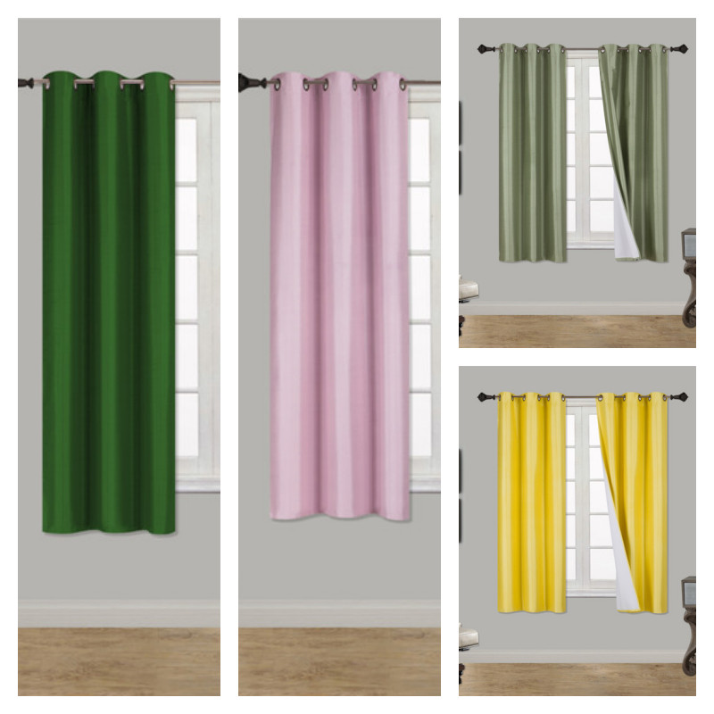 2 PANELS SOLID BLACKOUT THERMAL GROMMET FOAM LINED WINDOW CURTAIN DRAPE K92 gallery