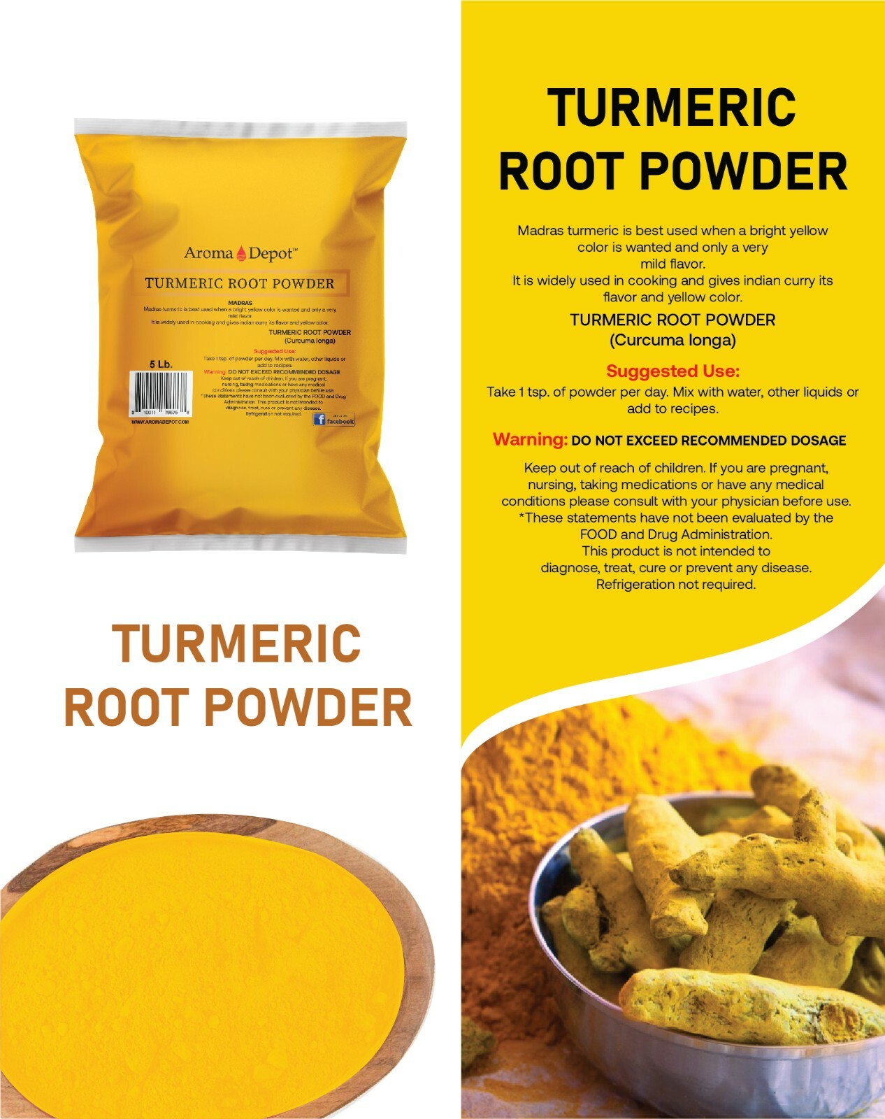 Turmeric Root Powder Pure Curcuma longa Spice Cúrcuma Natural Yellow Turmeric gallery