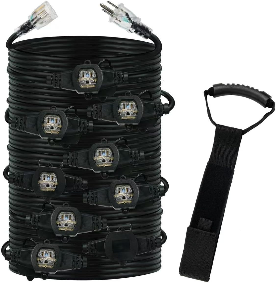 50FT 12 Gauge Multi-Outlet Outdoor Extension Cord, 10 Evenly Spaced Weatherproof gallery