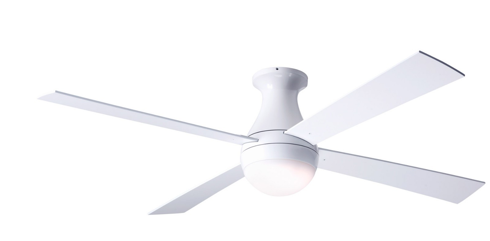 MODERN FAN COMPANY BALL LED FLUSH MOUNT 52" GLOSS WHITE CEILING FAN WALL CONTROL gallery