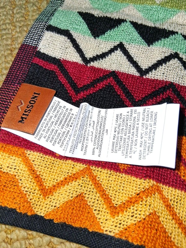 MISSONI HOME 'Giacomo (Multi)' Zig-Zag Stripe Designer Face Towel 12" x 12" NEW! gallery