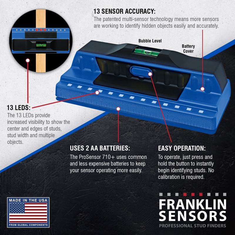 Franklin Sensors ProSensor 710+ Stud Finder with 13-Sensors, Wood Metal Stud gallery