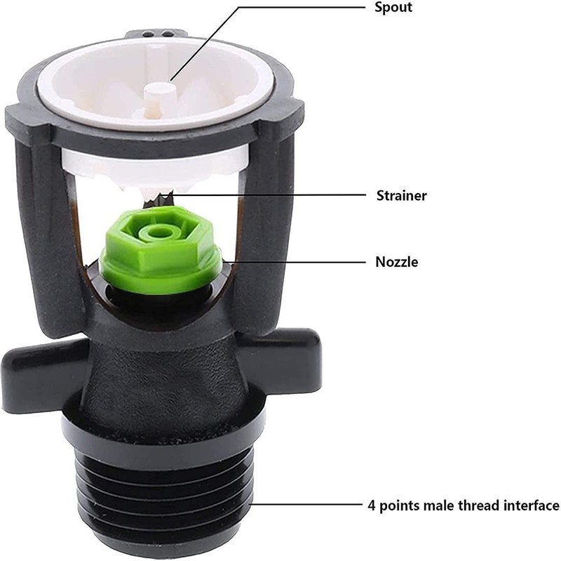 YSBS Micro Drip Irrigation, 1/2" External Thread Rotating Sprinklers Black gallery