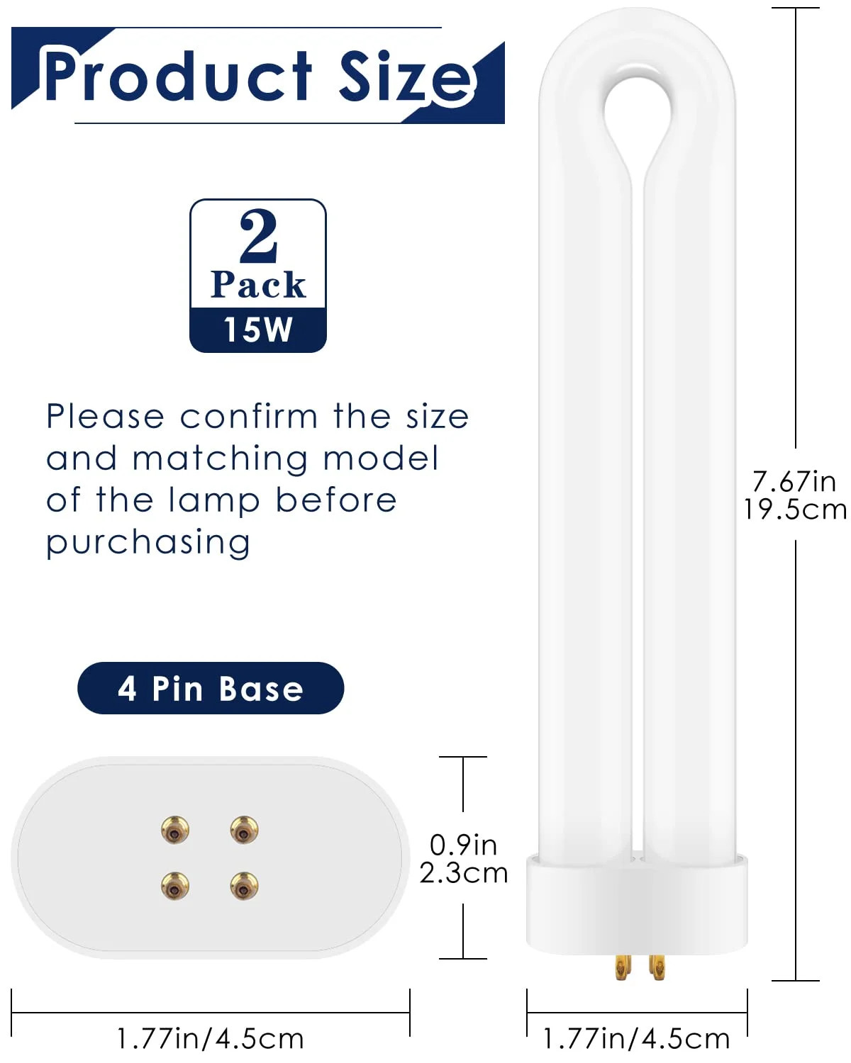 2 Pack Replacement Bulbs FUL15W BL with 4 Pin Base, U Shaped Lamp Tube Compatibl gallery