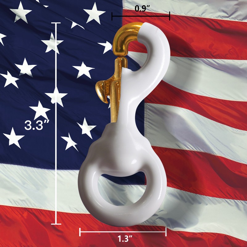Anley Flag Accessory - 1 Pair White Rubber Coated Brass Swivel Snap Hook 3.3 In gallery