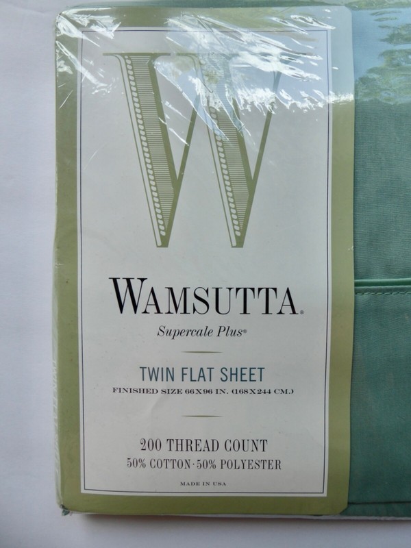 Wamsutta Supercale Plus Soft Green 66x96 Twin Flat Sheet, 50/50, 200 TC, NIP USA gallery