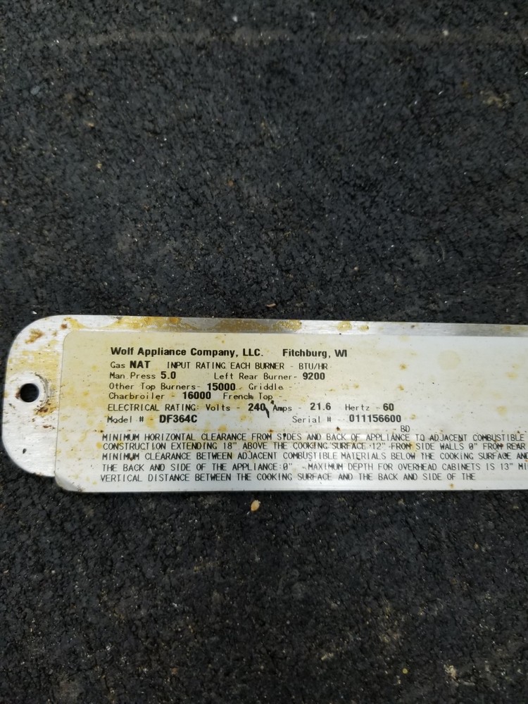 Genuine WOLF Range Oven, Selector Switch # 815341