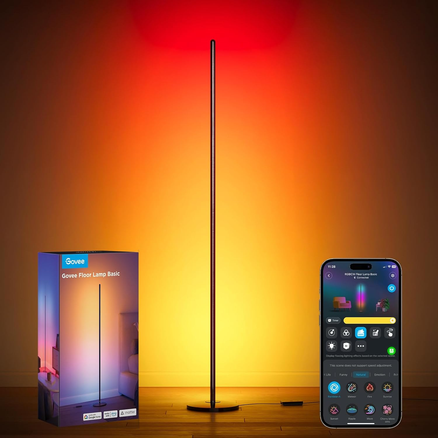 Govee RGBIC Floor Lamp Basic, 1000Lm LED Corner Lamp Compatible with Smartthings gallery