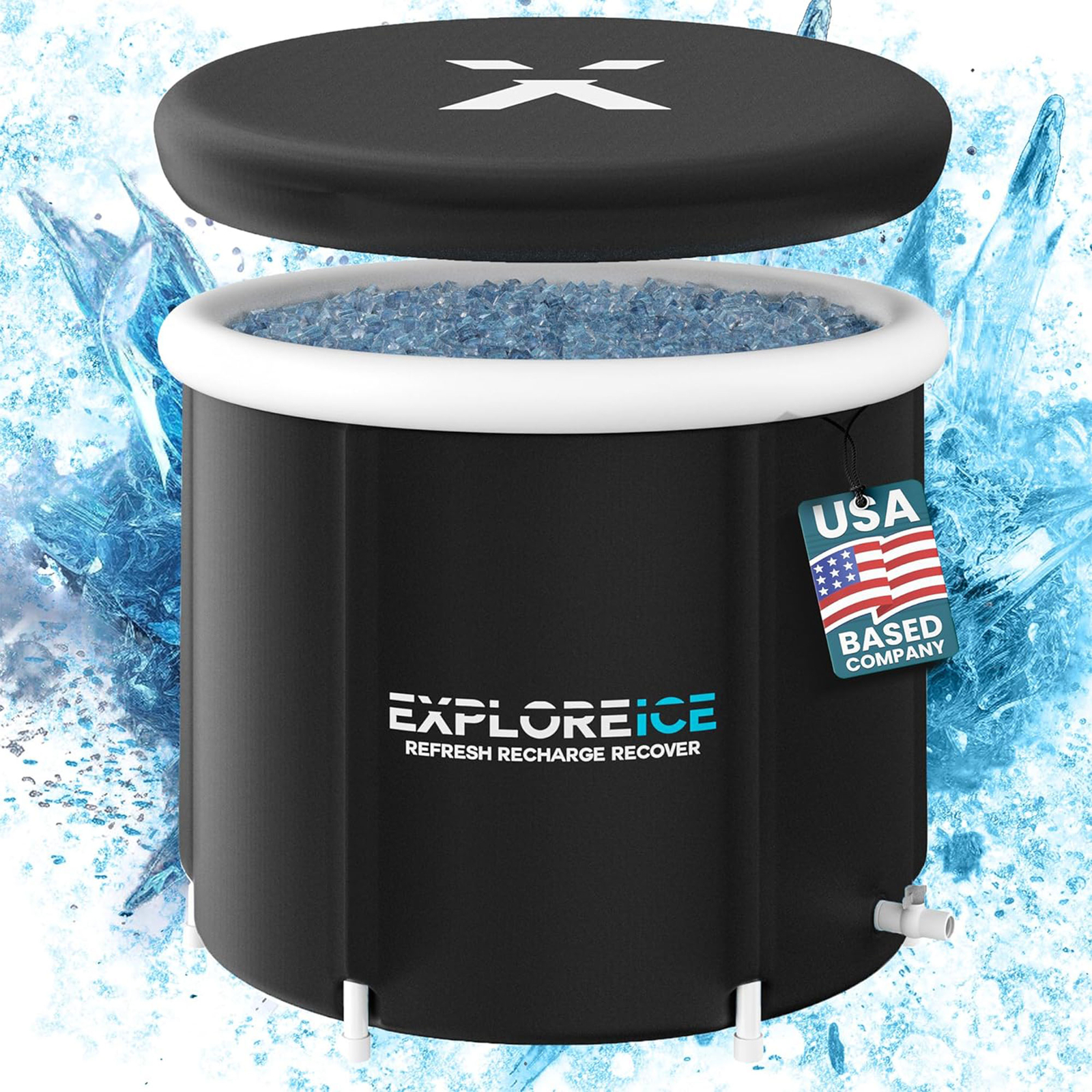 Explore Ice Bath Pro Max Extra Large Athlete Cold Plunge Bath Tub, Black/White gallery