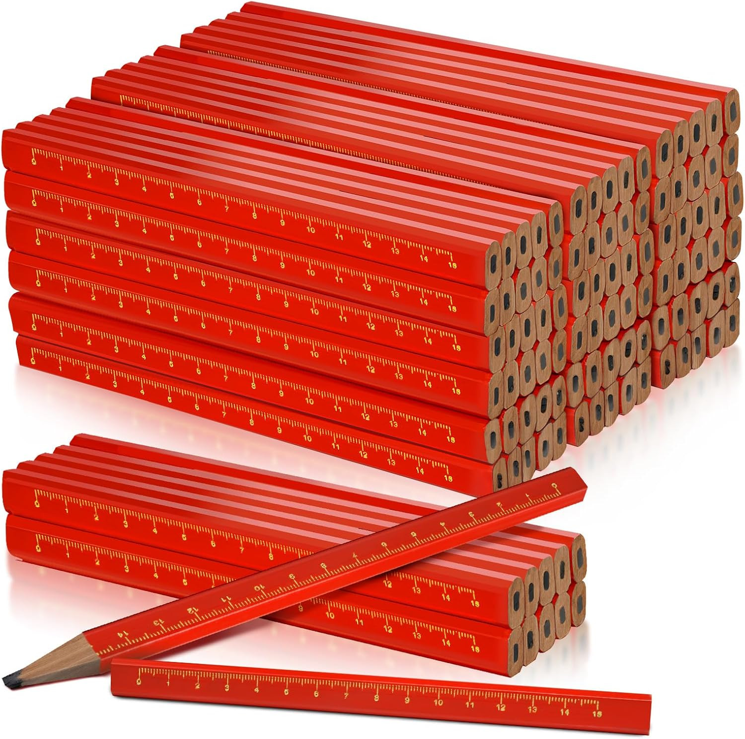 100 Pcs Heavy Duty Octagonal Hard Black Carpenter Pencils for Woodworking and Co gallery