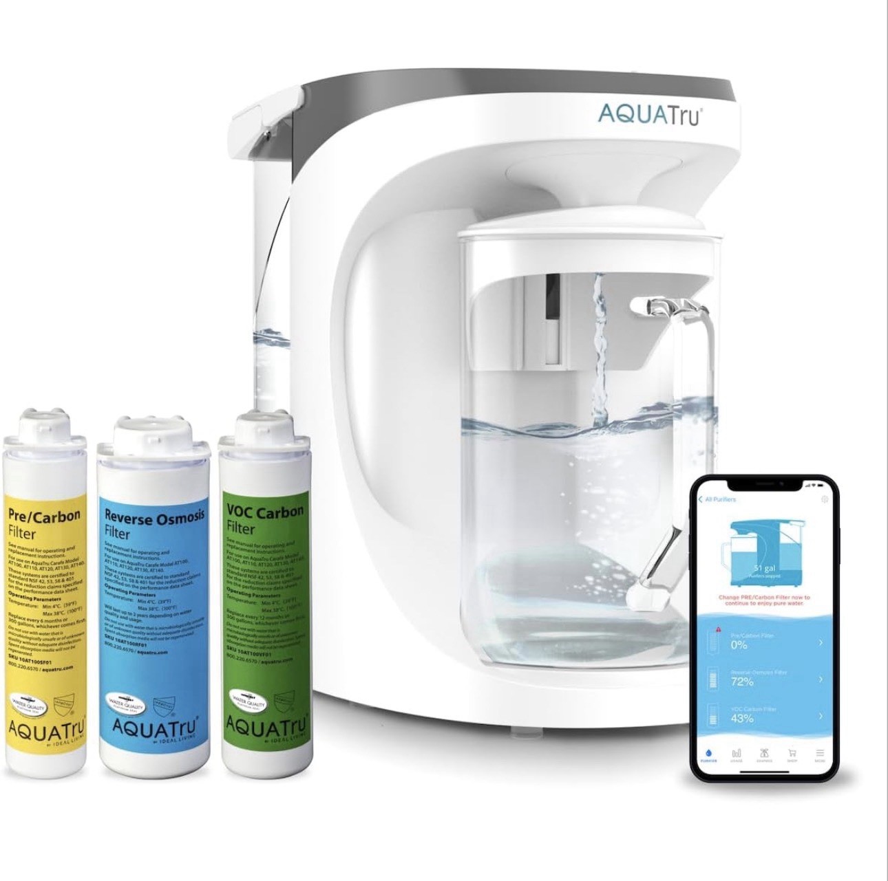 AquaTru Carafe Reverse Osmosis Smart WIFI Countertop Water Purifier 4-Stage New gallery