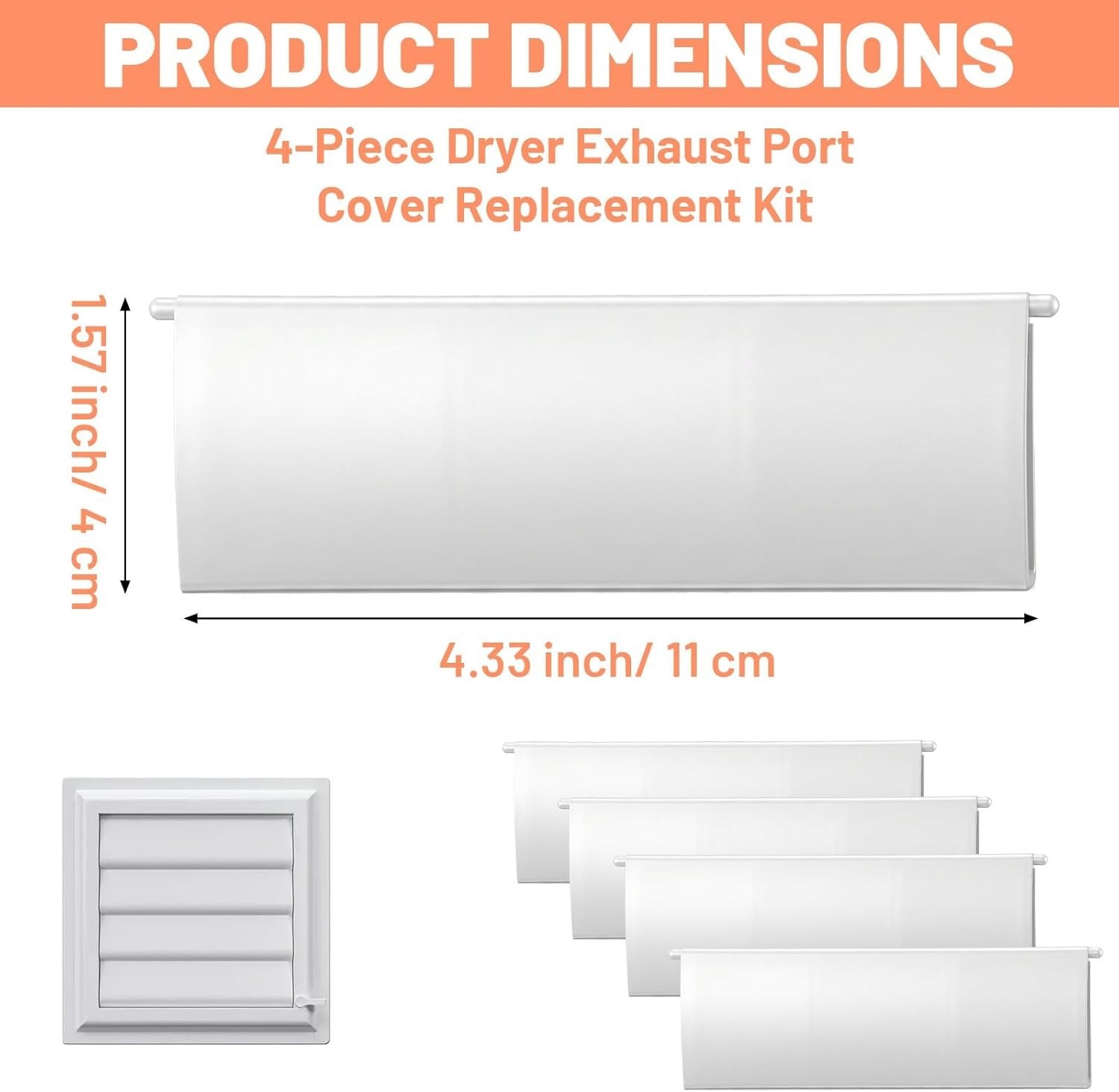 4 Pack Dryer Vent Flap Cover Replacement Plastic Outdoor Exhaust Vent Panel gallery