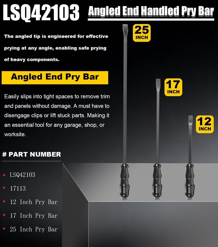 Angled End Handled Pry Bar with Striking Cap Set Steel, 3-Piece (12, 17, 25 in.) gallery