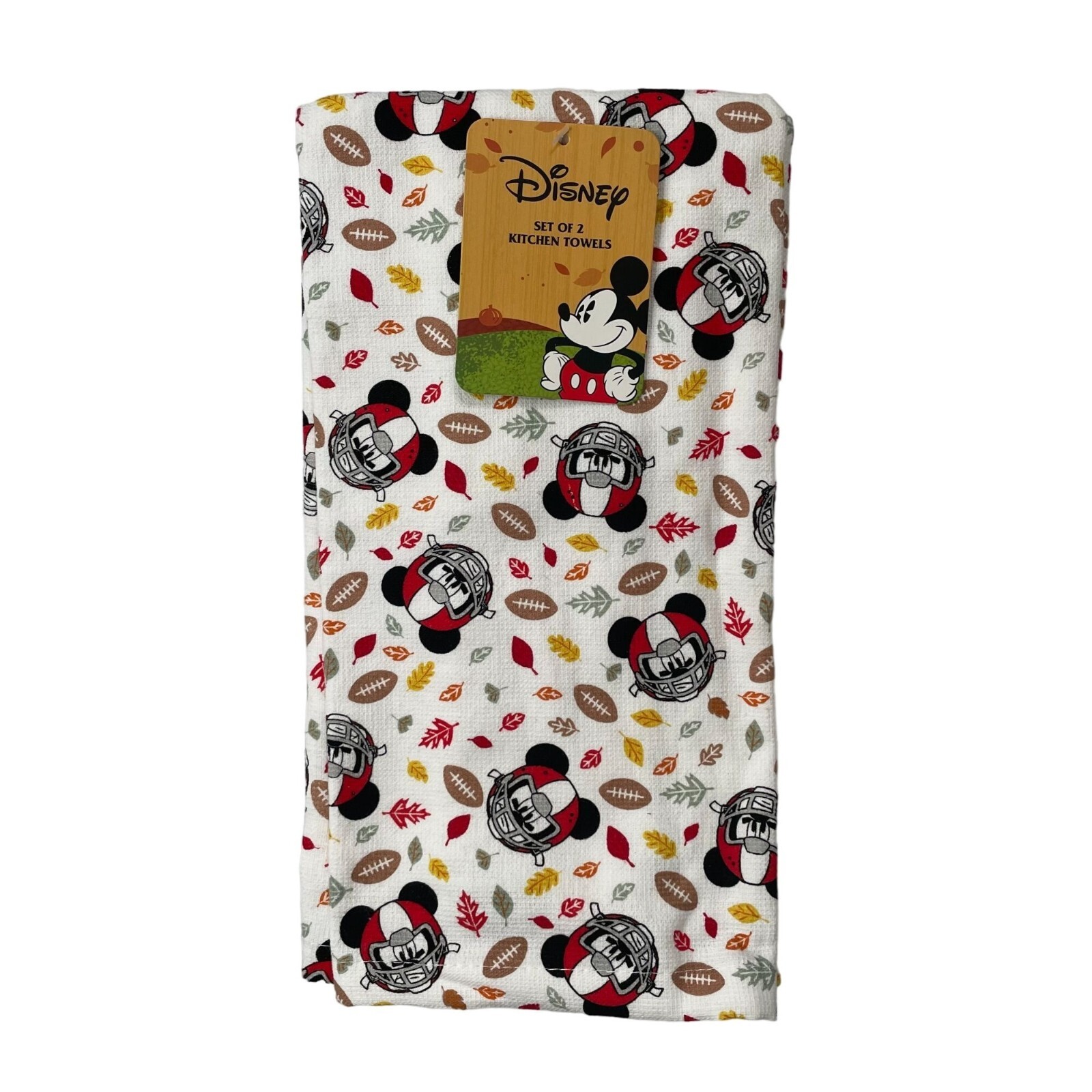 Disney Mickey Mouse Fall Football Kitchen Towels Set 2 Autumn Leaves Football gallery