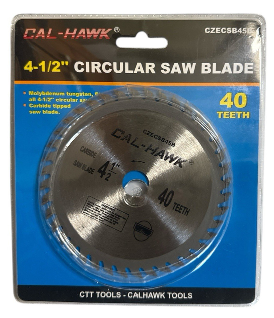 Cal-Hawk 4-1/2" x 40 Tooth Carbide Tipped Wood Saw Blade - 5/8" Arbor gallery