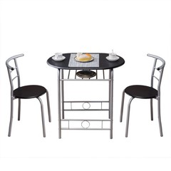 Dining Table Set for Small Spaces, 3-Piece MDF Metal Kitchen Set with 2 Chairs