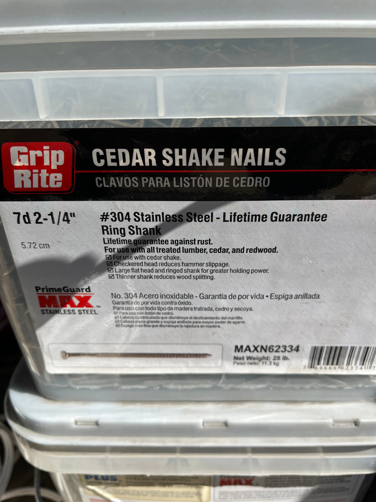 25LB Grip Rite 7d 2-1/4" Stainless Steel Cedar Shake Nails #304 MAXN62334 gallery