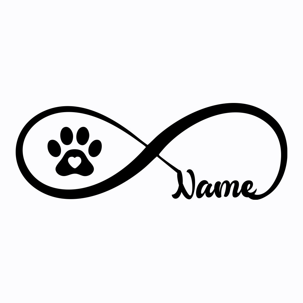 Personalized Infinity Paw Print Name Decal – Custom Pet Sticker 7x2.5 in gallery