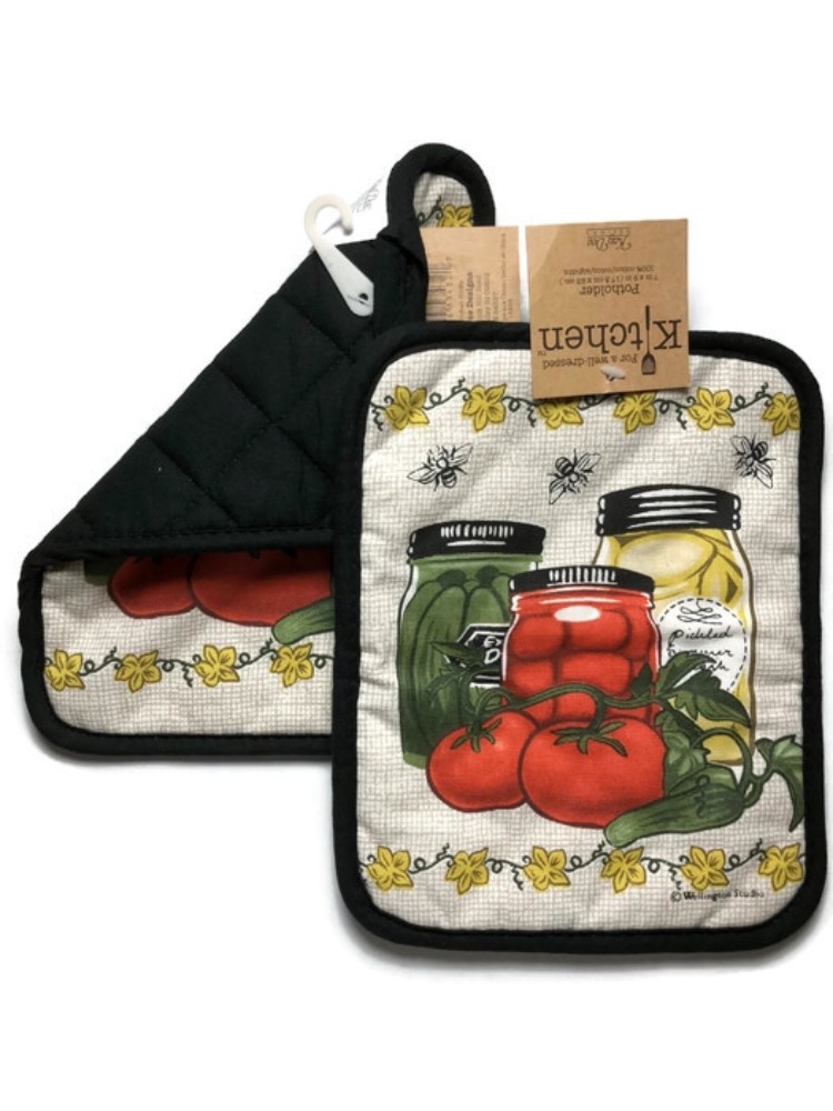 Farm Fresh Preserves & Canning Print Kitchen Rectangular Potholder Set of 2 gallery