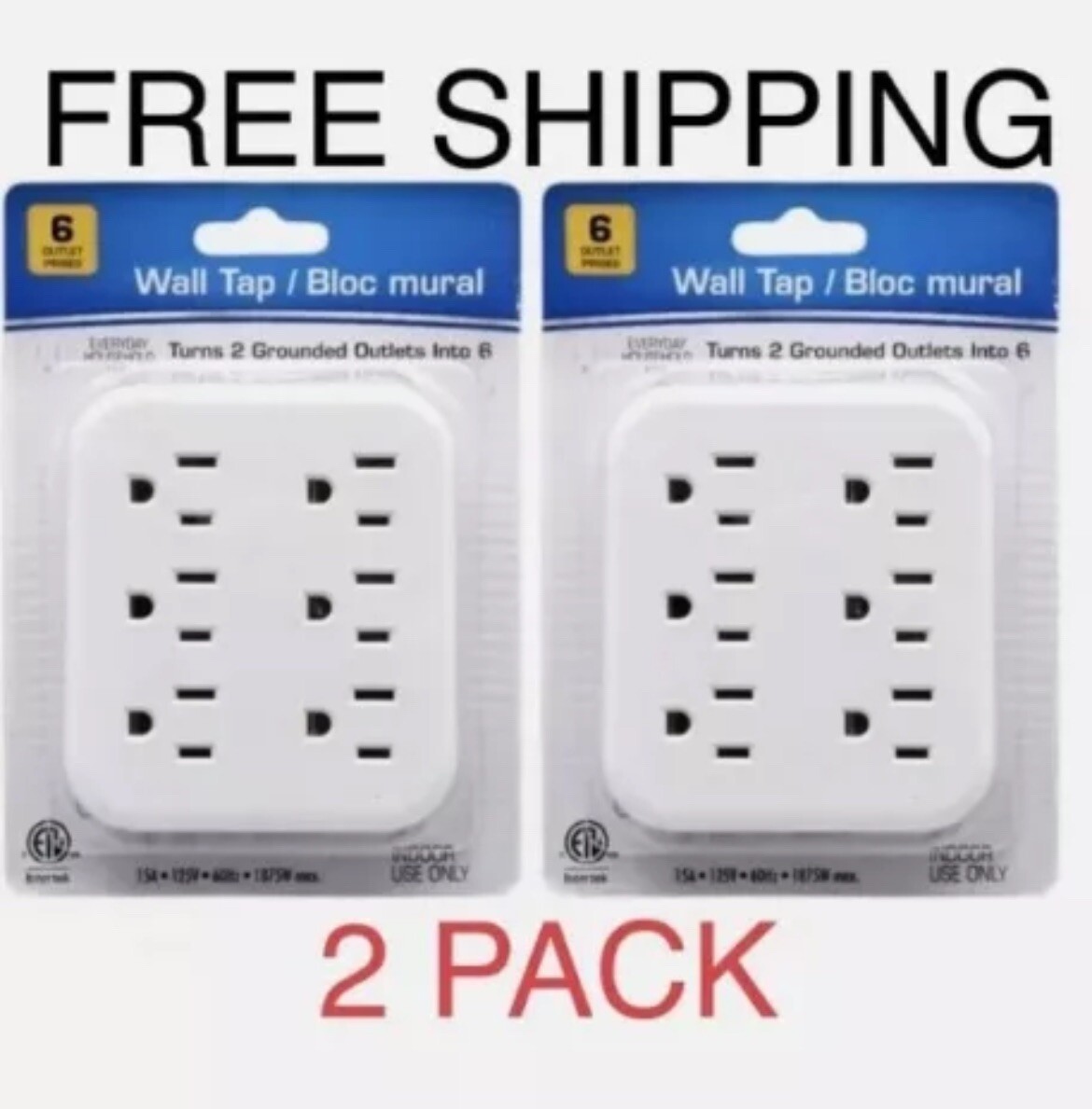 6 Outlet Wall Outlet Adapter Multi Plug Power Splitters Electrical Tap In 2 Pack gallery