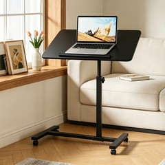 Rolling End Table Overbed Bedside Table Sofa Table Laptop Tabe Height Adjustment