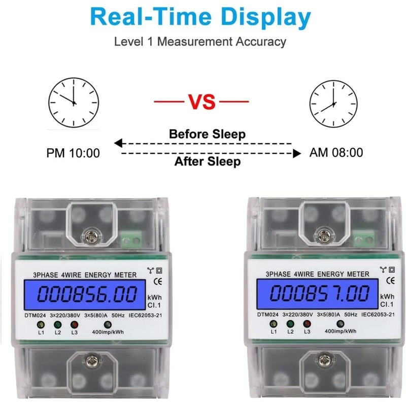 3 Phase Power Meter DTM024 Digital LCD Display Energy Meter Electric Kilowatt... gallery