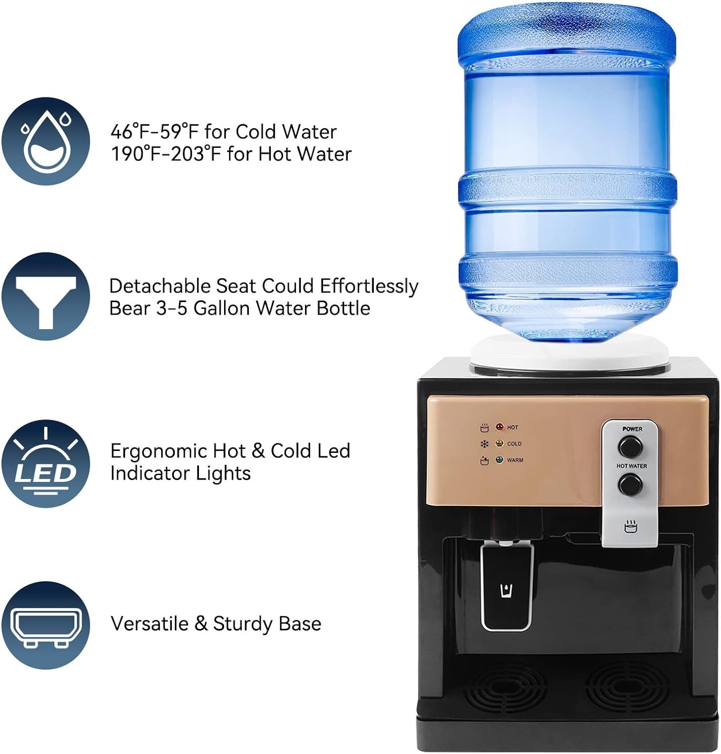 Electric Water Dispenser - 5 Gallon Cold & Hot Water Cooler, Compact Design gallery