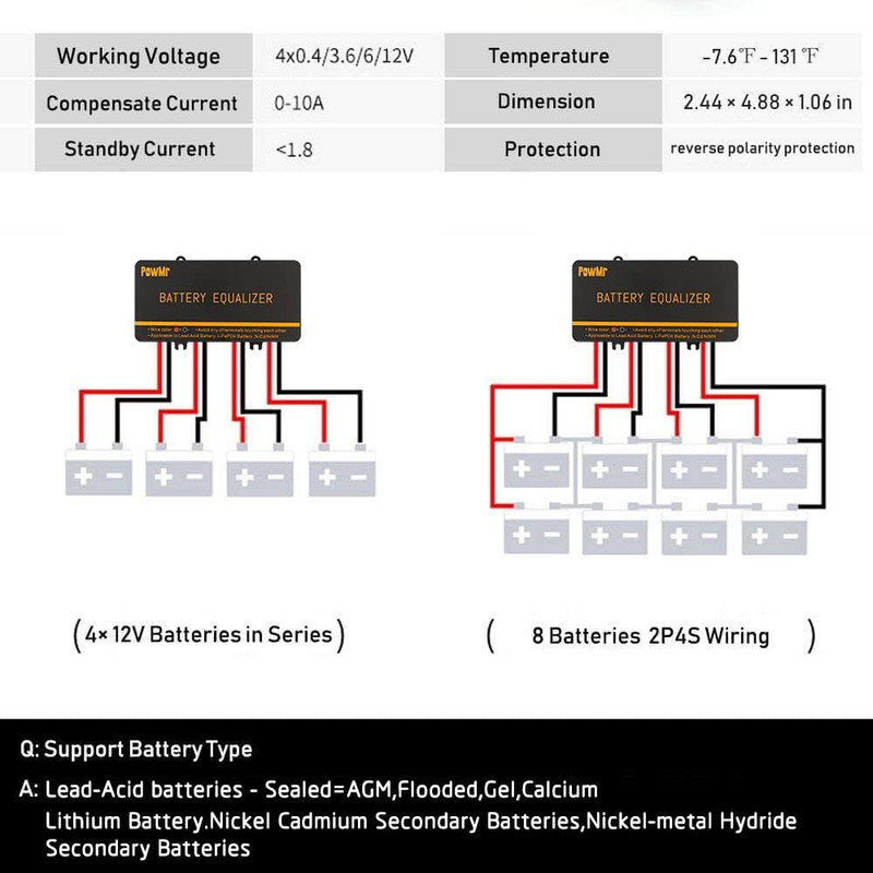 Battery Equalizer 48V - Battery Voltage Balancer,For 4×12V or 8×12V or More Batt gallery