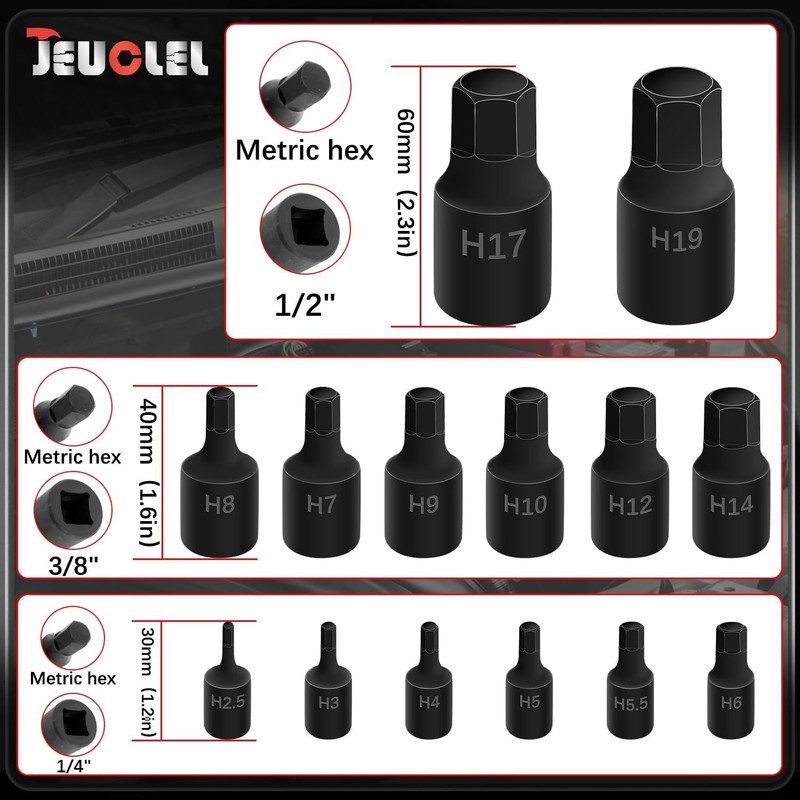 14Pcs Impact Grade Allen Bit Socket Set, Metric Hex Drive 1/4-Inch, 3/8-Inch,... gallery