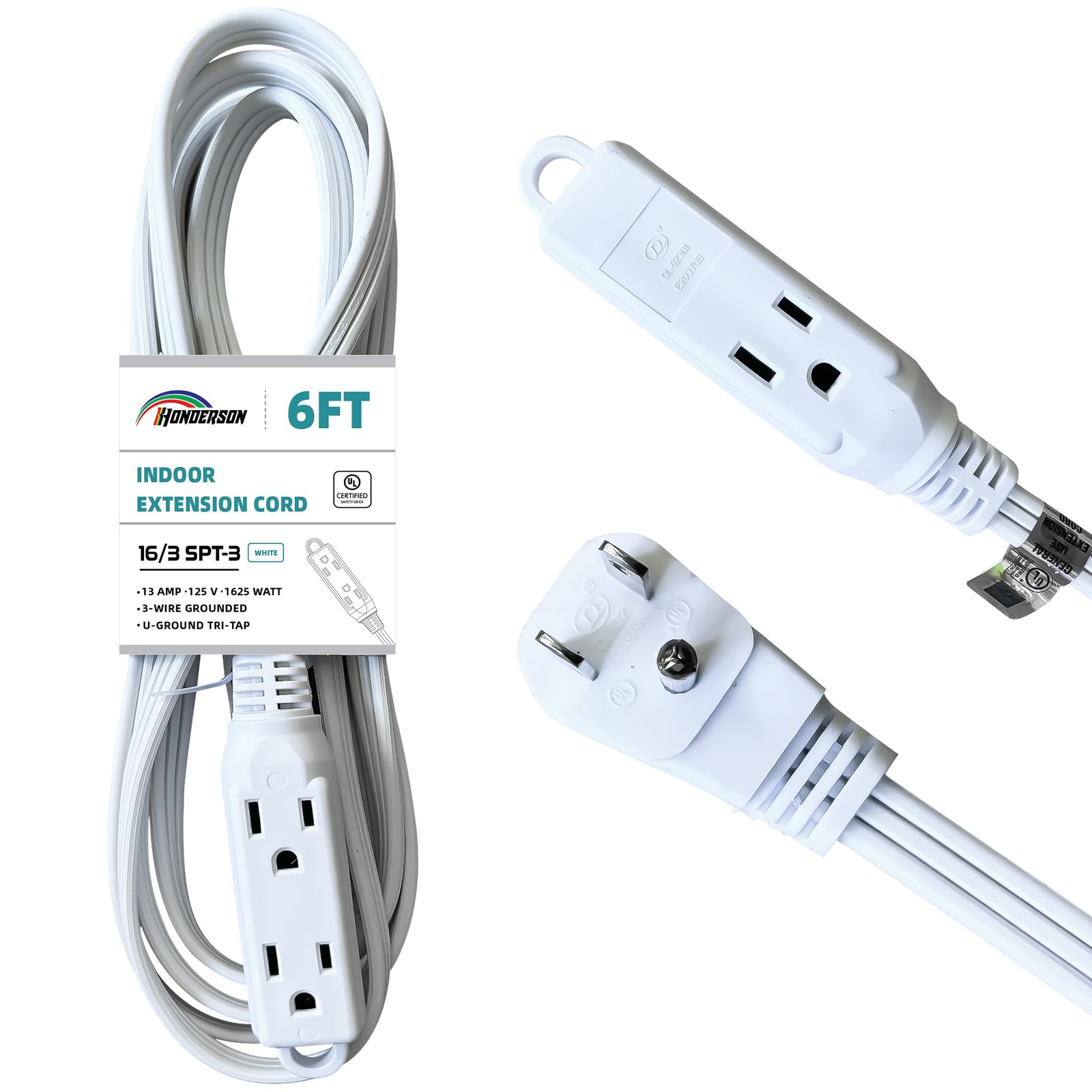 3-Outlets Flat Plug Extension Cord Outlet Extender, UL Certified, Indoor Exte... gallery