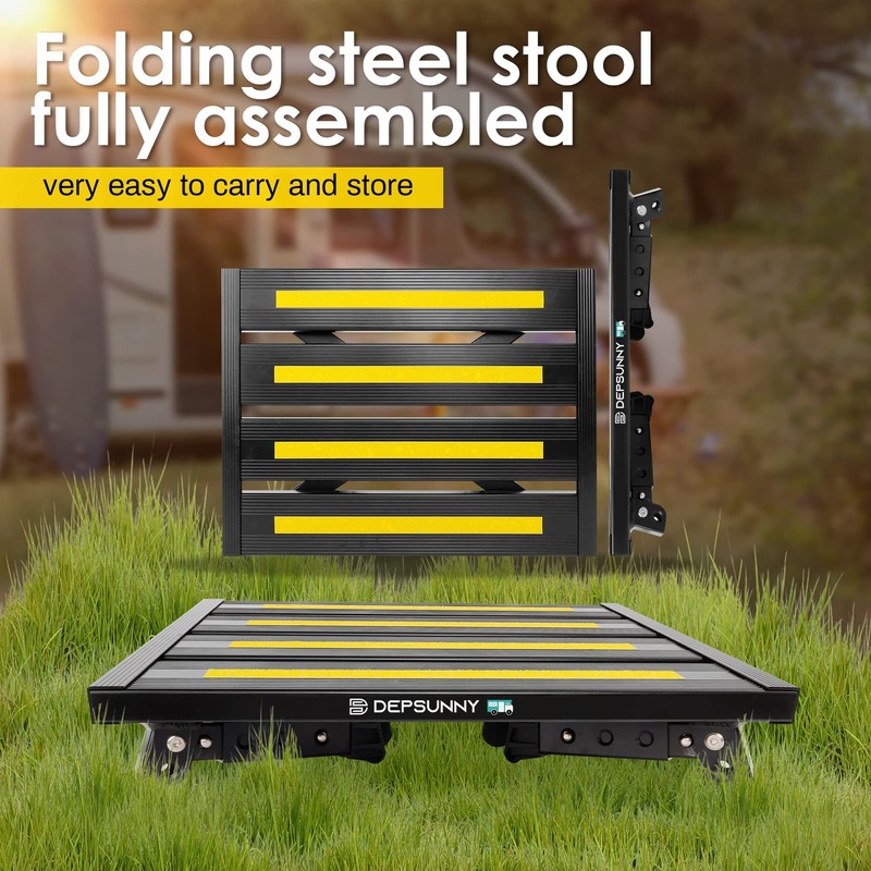 Adjustable Height Aluminum RV Step Stable Foldable Platform Step Stool Suppor... gallery