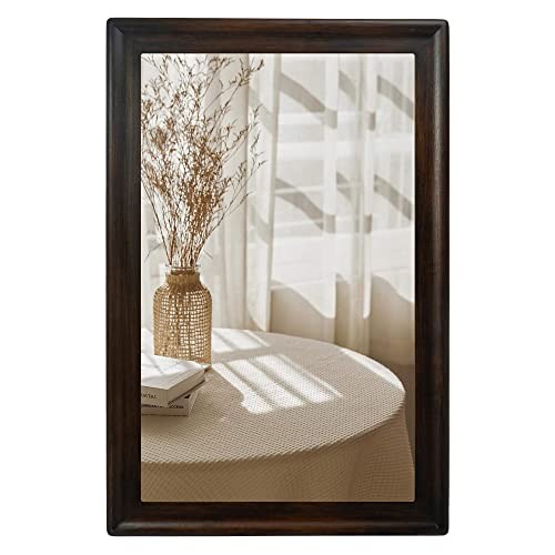 Rustic Wood Wall Mirror for Bathroom,Rectangle 24 x 36 36"L x 24"W Dark Walnut gallery