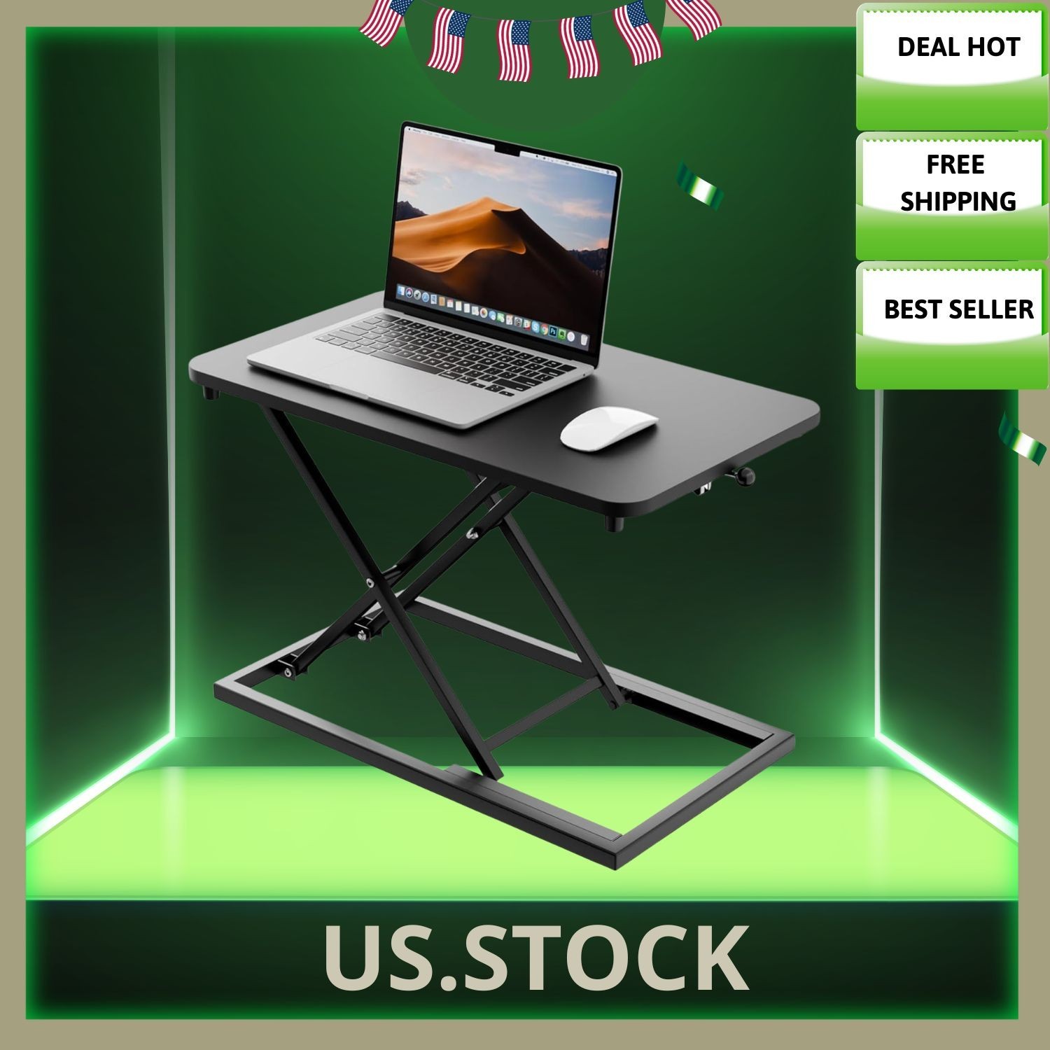 NEW Height Adjustable Standing Desk Converter Sit-to-Stand Workstation Black gallery