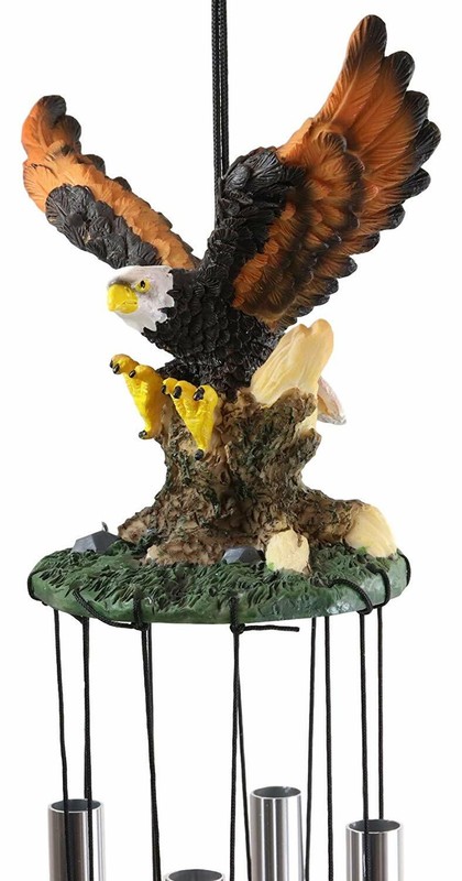 Ebros Colorful American Bald Eagle Spreading Out Its Wings Relaxing Wind Chime gallery
