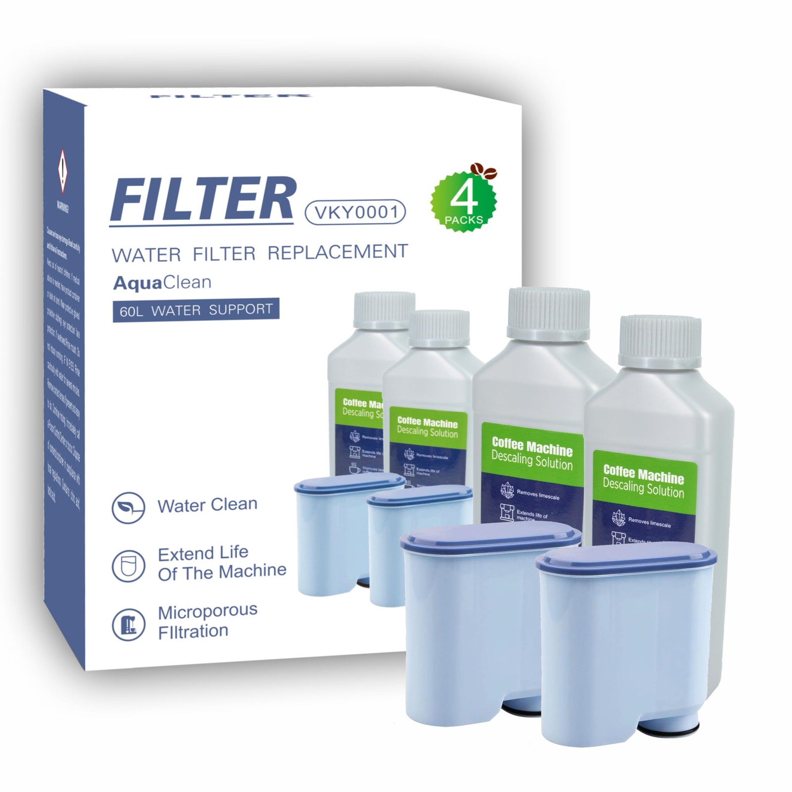 AquaClean Compatible Water Filters (2-Pack) & Descaling Liquid 4, White gallery