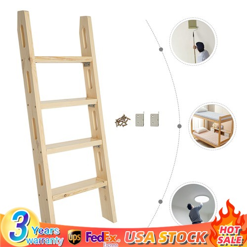 4-Step Ladder Durable Solid Wood Step Ladder 220lbs Load Fixed Ladder Step Stool gallery