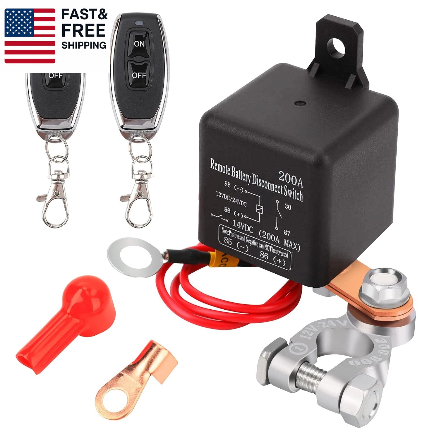 Remote Battery Disconnect Switch 12V Battery Kill Switch for Car, 200A Upgraded gallery