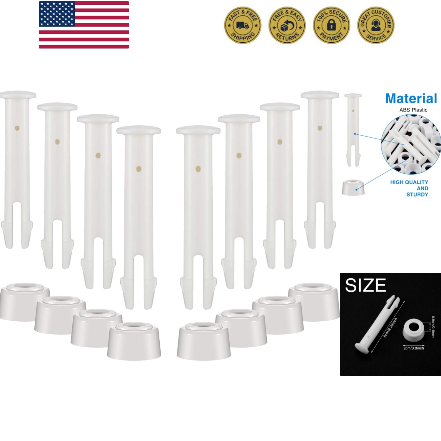 Reliable 36 Pack of 2.36 Inch Pool Joint Pins & Seals for Rust Prevention gallery