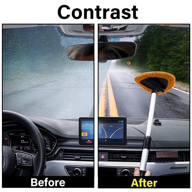 Windshield Cleaning Tool, Car Window Cleaner with 4 Washable Reusable Microfi... gallery