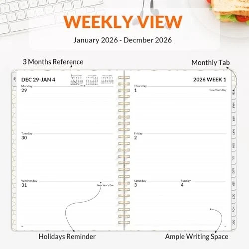 2026 Planner Weekly and Monthly Calendar Planner, January 2026 6.4"x8.3" Black gallery