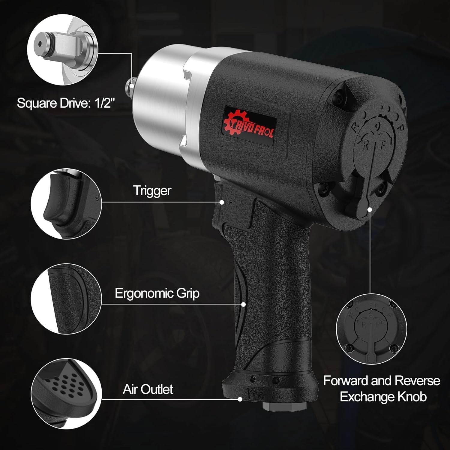 Air Impact Wrench 1/2" - 1/2 Inch Impact Gun 1/2 Drive, 1500Ft-lbs, 8000RPM High gallery
