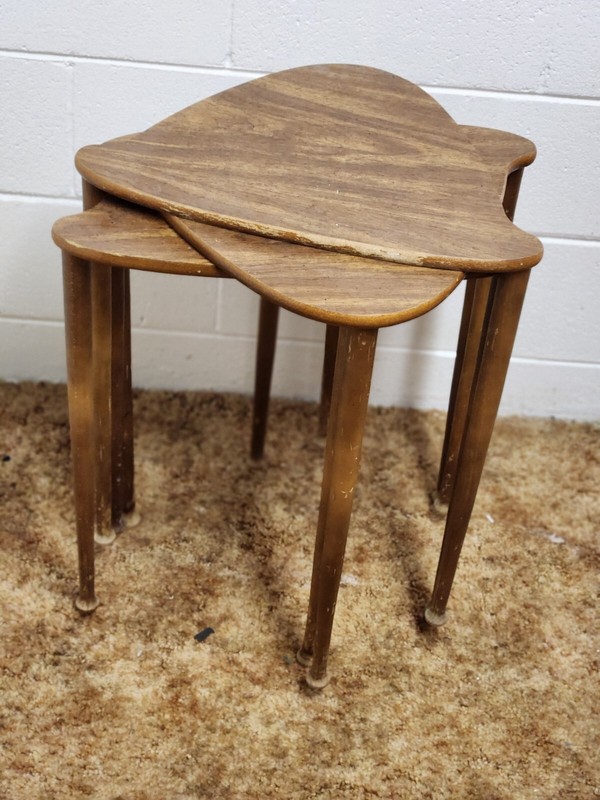 MCM Nesting Stacking Tables Side End Unusual Shape Set Of 4 Vintage Rough Parts gallery