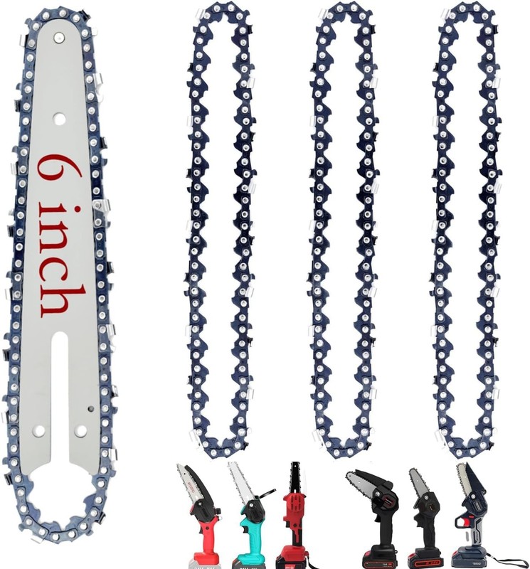 Durable 6-Inch Chainsaw Chain Set: 4-Pack with Guide Bar for Quick Installation gallery