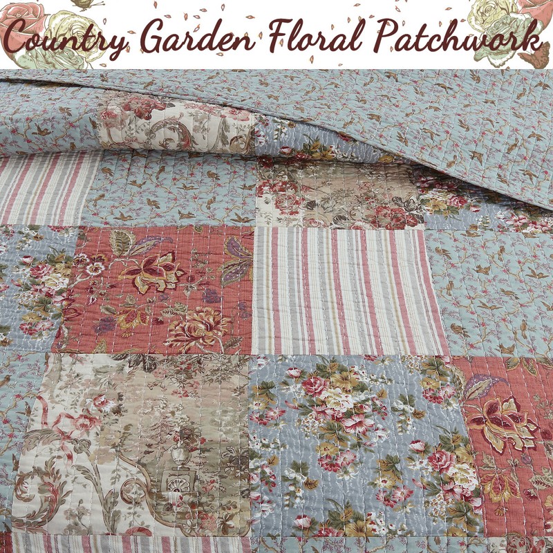 Eleanor Patchwork Reversible Cotton Quilt Set, Bedspread, Coverlet gallery
