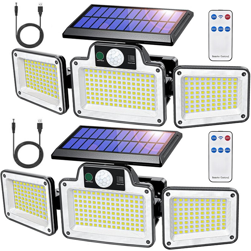 2 Pack 280 LED Motion Sensor Solar Lights Outdoor IP65 Waterproof Security Lamp gallery