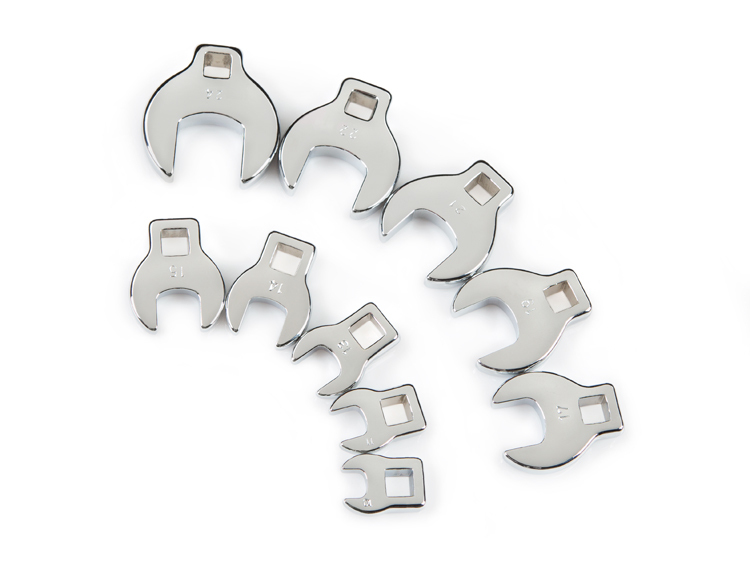 10pc CAL-HAWK 3/8" DRIVE FULLY POLISHED CROWFOOT RATCHET WRENCH METRIC ACWCF10M gallery
