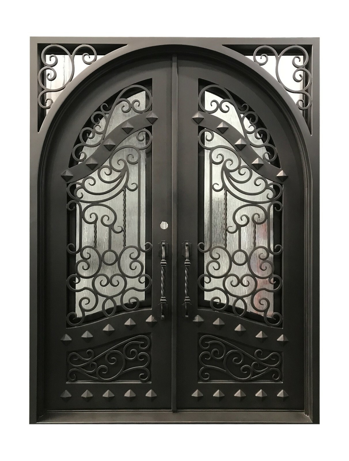 Canton Double Front Entry Wrought Iron Door Rain 62" x 96" Left Active gallery