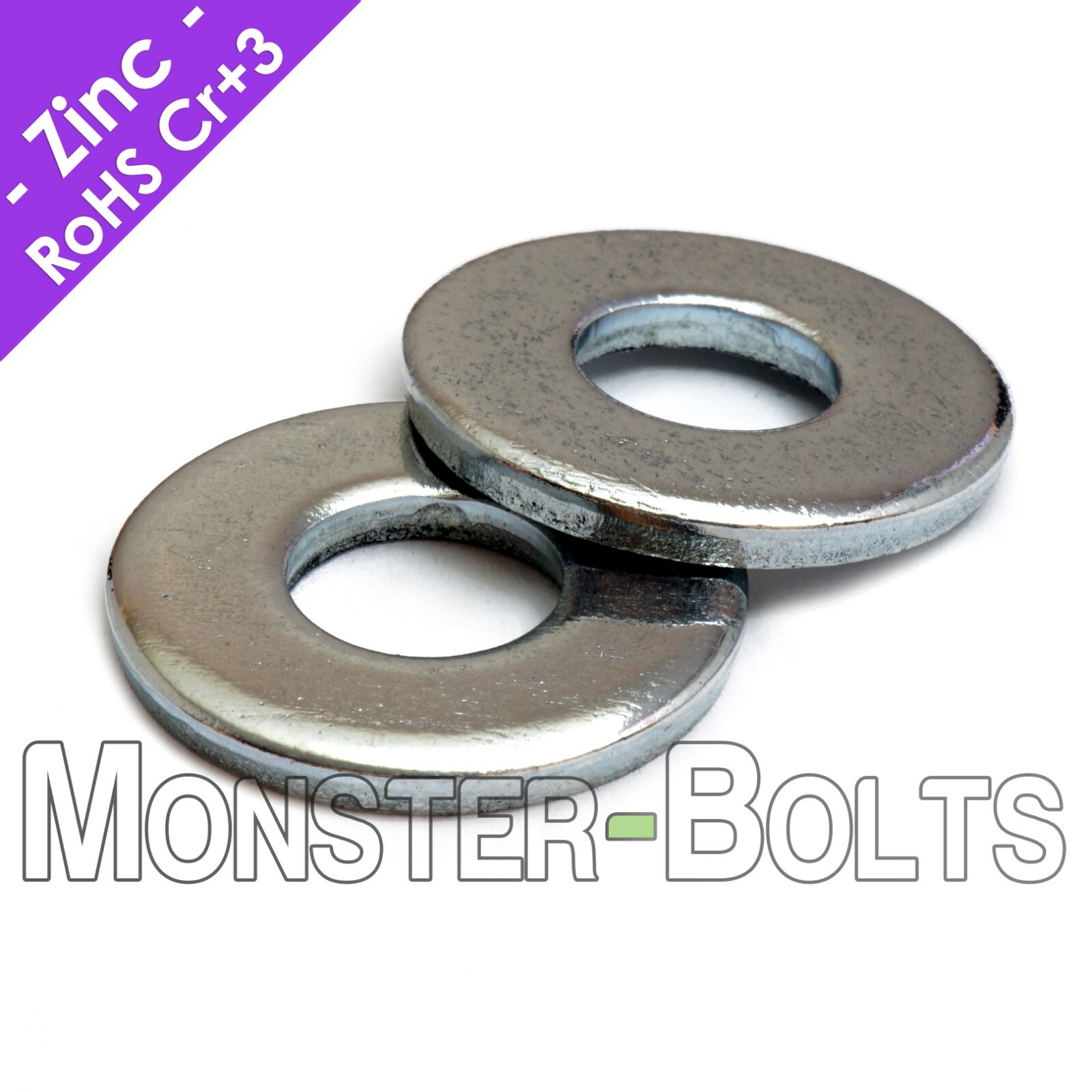 US / Inch - USS Flat Washers, Cr+3 Zinc Plated Steel, #10 3/16" 1/4" 5/16" 3/8" gallery
