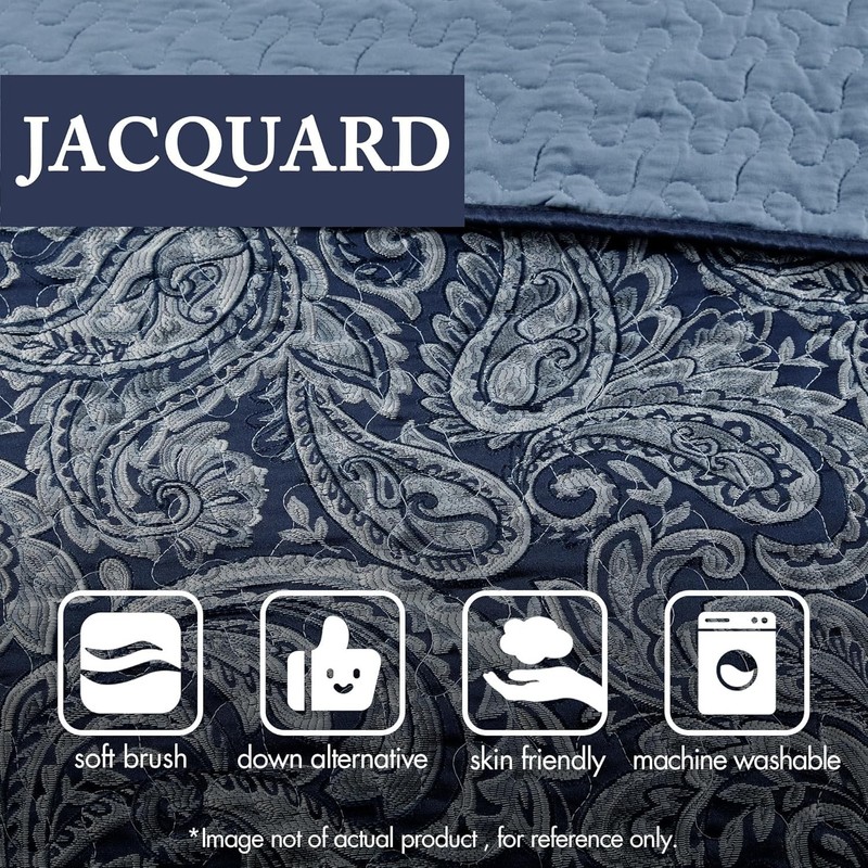 Aubrey Reversible Quilted Bedspread Set, Solid Reverse Summer Breathable, Lig... gallery