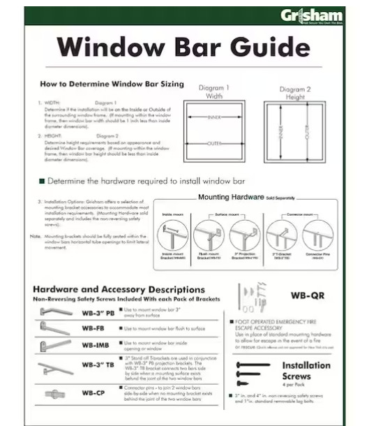 42 In. X 42 In. Spear Point 9-Bar Security Bar Window Guard, White gallery